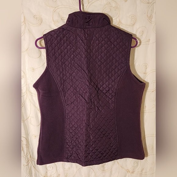Izod Womens Small Burgundy Semi Quilted Full Zip Fleece Vest W/ Pockets sz S Nwt - Picture 2 of 4
